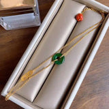Retro Style Sterling Silver Gilding Emerald Jade Bracelet