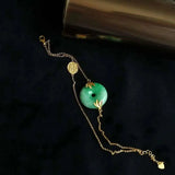 S925 Sterling Silver Gilding Jade Bracelet with Natural Safeness Ring