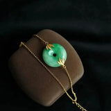 S925 Sterling Silver Gilding Jade Bracelet with Natural Safeness Ring