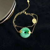 S925 Sterling Silver Gilding Jade Bracelet with Natural Safeness Ring