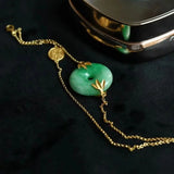 S925 Sterling Silver Gilding Jade Bracelet with Natural Safeness Ring