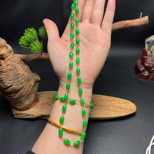 925 Silver Emerald Jade Bracelet Set
