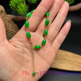 925 Silver Emerald Jade Bracelet Set