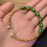 Emerald Jade Bracelet Natural Charm Jewelry 925 Silver Bangle for Women