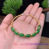 Emerald Jade Bracelet Natural Charm Jewelry 925 Silver Bangle for Women
