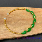 Emerald Jade Bracelet Natural Charm Jewelry 925 Silver Bangle for Women