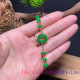 Emerald Carved Jade Bracelet 925 Silver Chinese Gift