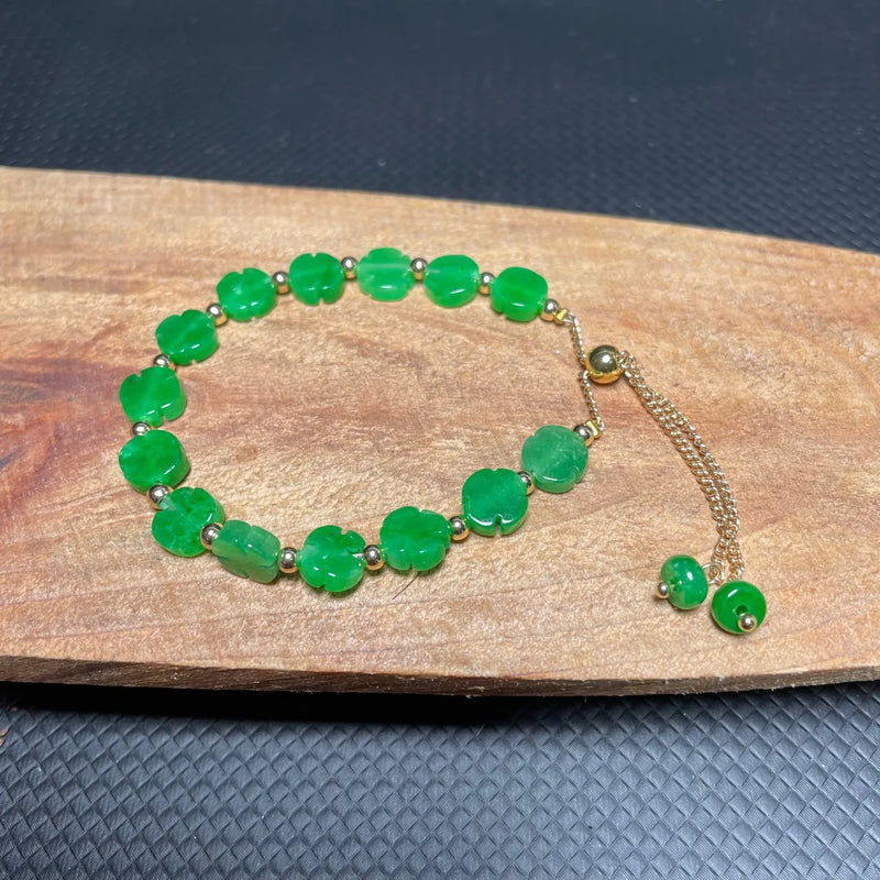 Real 925 Silver Jade Bracelet for Women Talismans Stone Clover Beads Jewelry