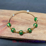 Vintage Emerald Jade Bracelet 925 Silver