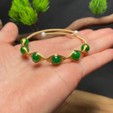 Vintage Emerald Jade Bracelet 925 Silver