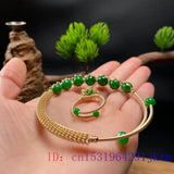 Emerald Jade Bracelet Set 925 Silver Beads Gemstone Jewelry