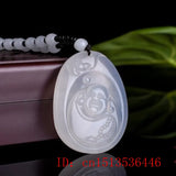 Green Chalcedony Jade Buddha Necklace Pendant Chinese Charm Amulet