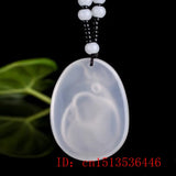 Green Chalcedony Jade Buddha Necklace Pendant Chinese Charm Amulet