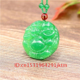 Hand Carved Jade Buddha Pendant Necklace Chinese Amulet Men Women Green