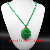Hand Carved Jade Buddha Pendant Necklace Chinese Amulet Men Women Green