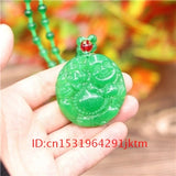 Hand Carved Jade Buddha Pendant Necklace Chinese Amulet Men Women Green