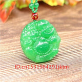 Hand Carved Jade Buddha Pendant Necklace Chinese Amulet Men Women Green