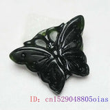 Jade Butterfly Pendant Carved Natural Charm Necklace