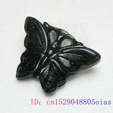 Jade Butterfly Pendant Carved Natural Charm Necklace