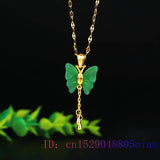 Jade Butterfly Pendant Chinese Jewelry Amulet Necklace Charm Chalcedony