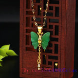 Jade Butterfly Pendant Chinese Jewelry Amulet Necklace Charm Chalcedony