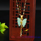 Jade Butterfly Pendant Chinese Jewelry Amulet Necklace Charm Chalcedony