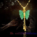 Jade Butterfly Pendant Chinese Jewelry Amulet Necklace Charm Chalcedony