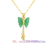 Jade Butterfly Pendant Chinese Jewelry Amulet Necklace Charm Chalcedony