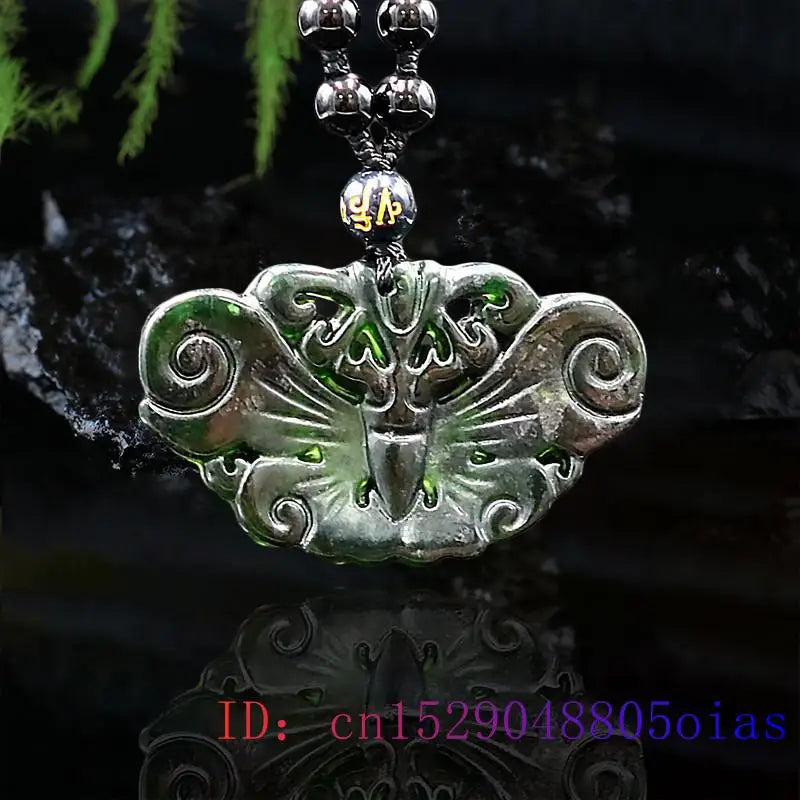 Jade Butterfly Pendant Lucky Men Necklace Chinese Natural Charm Women Gemstone