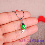 925 Silver Hetian Carved Jade Carp Pendant Necklace
