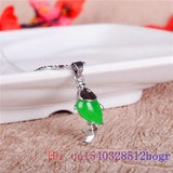 925 Silver Hetian Carved Jade Carp Pendant Necklace