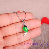 Chinese Hetian Chalcedony Fish Pendant 925 Silver Necklace