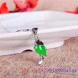 Chinese Hetian Chalcedony Fish Pendant 925 Silver Necklace