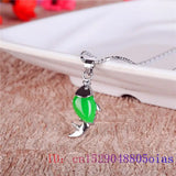 Chinese Hetian Chalcedony Fish Pendant 925 Silver Necklace