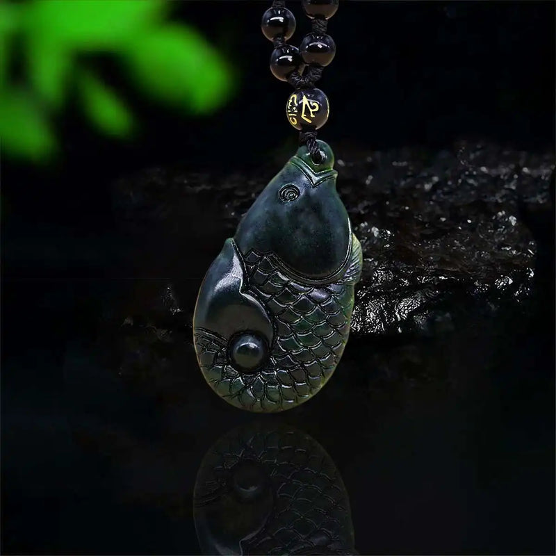 Jade Carp Pendant Necklace Natural Talismans Charm Men Necklaces Vintage Amulets