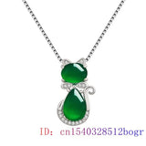 Jade Cat Pendant Hetian Chalcedony Charm Necklace 925 Silver