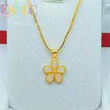Chalcedony Sunflower Pendant Necklace Brass Electroplated