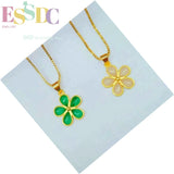 Chalcedony Sunflower Pendant Necklace Brass Electroplated