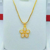Chalcedony Sunflower Pendant Necklace Brass Electroplated