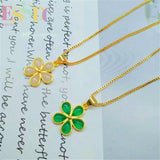 Chalcedony Sunflower Pendant Necklace Brass Electroplated