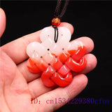 Jade Chinese Knot Pendant Red Necklace Charm Natural Jadeite Jewelry