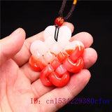 Jade Chinese Knot Pendant Red Necklace Charm Natural Jadeite Jewelry