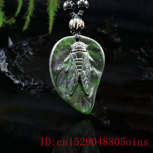 Jade Cicada Pendant Necklace Chinese Green