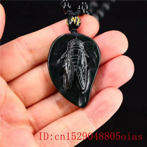 Jade Cicada Pendant Necklace Chinese Green