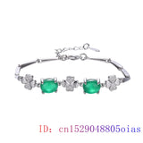 Chalcedony Jade Clover Bracelet 925 Silver Amulet Women's Jewelry
