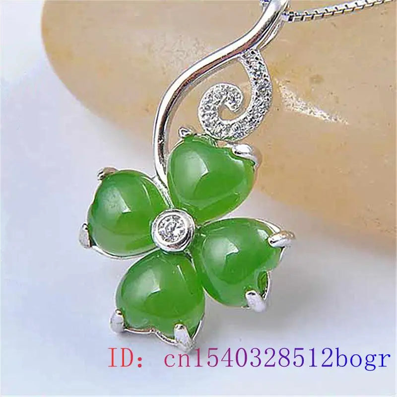Chinese Chalcedony Agate Necklace Silver Charm Women