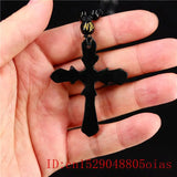 Green Jade Cross Pendant Necklace Chinese Amulet Charm