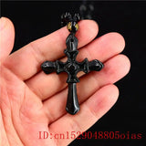 Green Jade Cross Pendant Necklace Chinese Amulet Charm