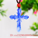 Jade Cross Pendant Necklace Natural Jadeite Chinese Charm Carved