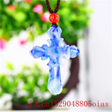 Jade Cross Pendant Necklace Natural Jadeite Chinese Charm Carved